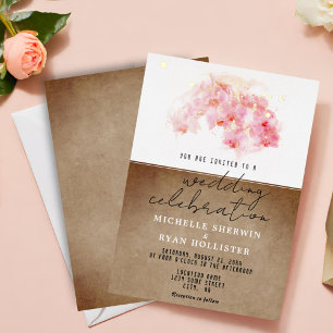 Rosa Orchideen Aquarell Altpapier Hochzeit Gold Folieneinladung