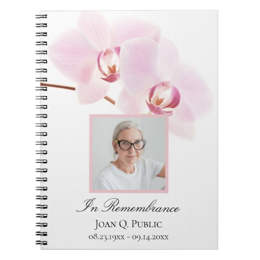 Rosa Orchideen auf dem White Funeral Memorial Gäst Notizblock (Vorderseite)