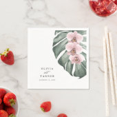 Rosa Orchideen auf der Monstera Tropical Paradise  Serviette (Beispiel)