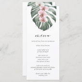 Rosa Orchideen auf der Monstera Tropical Wedding M Menükarte (Vorne/Hinten)