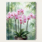 Rosa Orchideen auf grünem Bambushintergrund Planer (Rückseite)