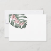 Rosa Orchideen auf Monstera Tropical Wedding RSVP Karte (Rückseite)