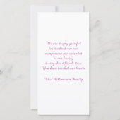 Rosa Orchideen-Beileid/Denkmal danken Ihnen zu Dankeskarte (Rückseite)