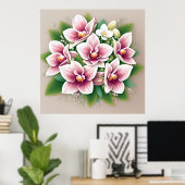 Rosa Orchideen Blühen Poster (Heimbüro)
