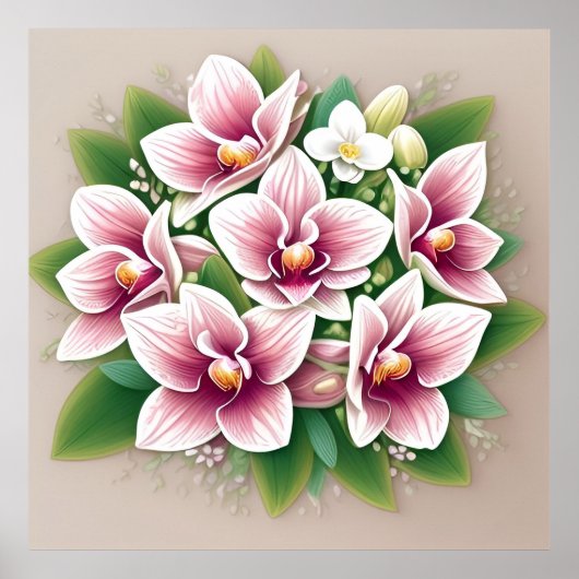 Rosa Orchideen Blühen Poster (Vorne)