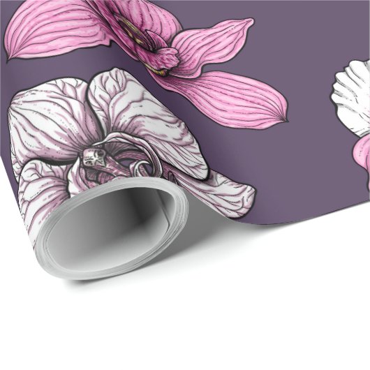Rosa Orchideen-Blume Geschenkpapier (Rolleneckpunkt)