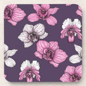 Rosa Orchideen-Blume Getränkeuntersetzer (Vorderseite)