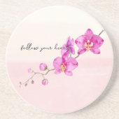 Rosa Orchideen-Blume Getränkeuntersetzer (Vorne)