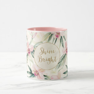 Rosa Orchideen Blume Gold Glitzer Shine Bright Tasse