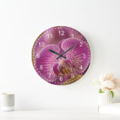 Rosa Orchideen-Blume Große Wanduhr (Zuhause)