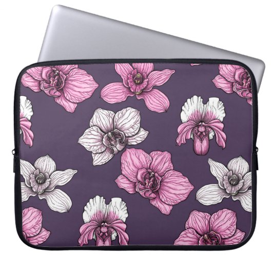 Rosa Orchideen-Blume Laptopschutzhülle (Vorderseite)