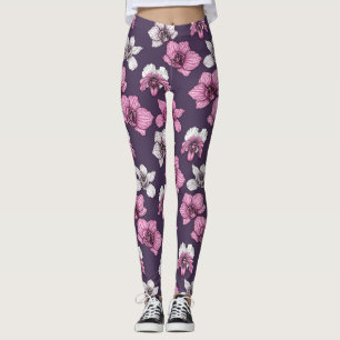 Rosa Orchideen-Blume Leggings