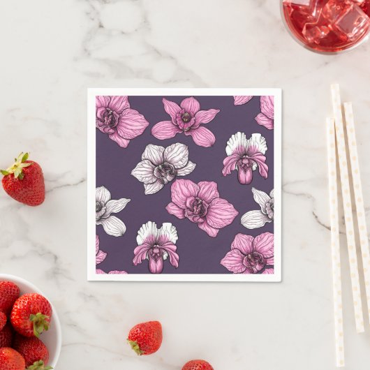 Rosa Orchideen-Blume Serviette (Beispiel)