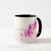 Rosa Orchideen-Blume Tasse (VorderseiteRechts)
