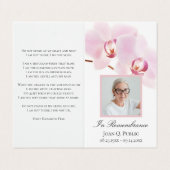 Rosa Orchideen Blume Weißes Beerdigungsgebet Visitenkarten (Außenseite Aufgefaltet)