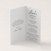 Rosa Orchideen Blume Weißes Beerdigungsgebet Visitenkarten (Innenseite)