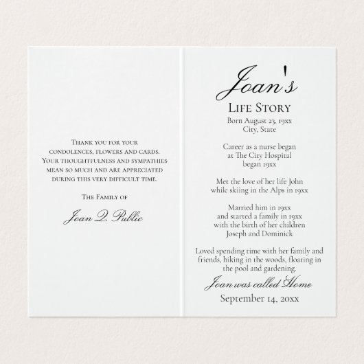 Rosa Orchideen Blume Weißes Beerdigungsgebet Visitenkarten (Innenseite Aufgefaltet)