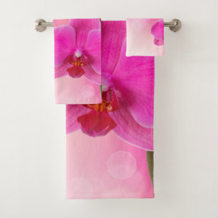 Rosa Orchideen-Blumen-Bad-Tuch-Set Badhandtuch Set