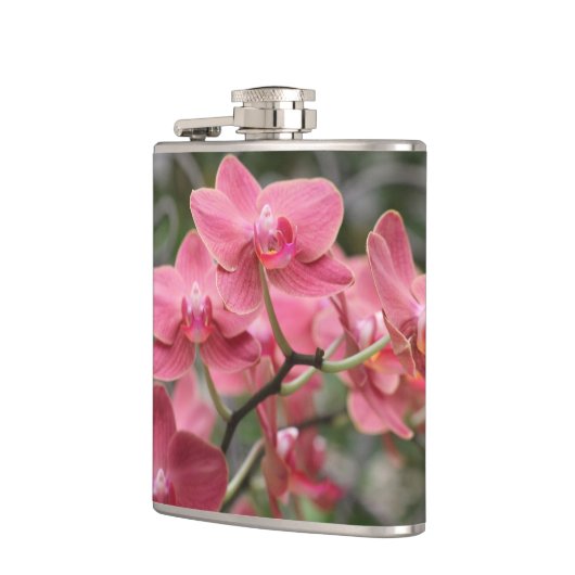 Rosa Orchideen-Blumen Flachmann (Links)