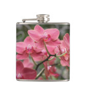 Rosa Orchideen-Blumen Flachmann (Vorderseite)