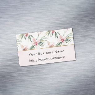 Rosa Orchideen Blumen Geschäftsname Webseite Magnetische Visitenkarte