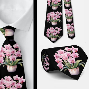Rosa Orchideen Blumen Krawatte