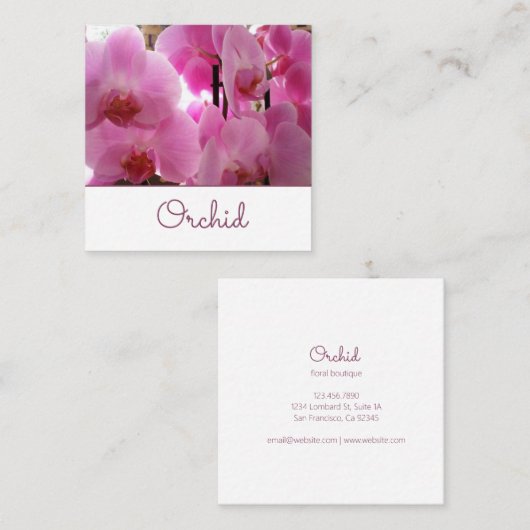 Rosa Orchideen-Blumen Quadratische Visitenkarte (Vorne/Hinten)