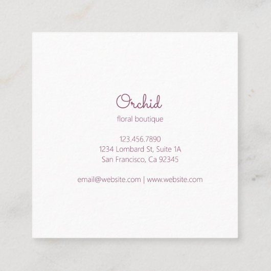 Rosa Orchideen-Blumen Quadratische Visitenkarte (Rückseite)