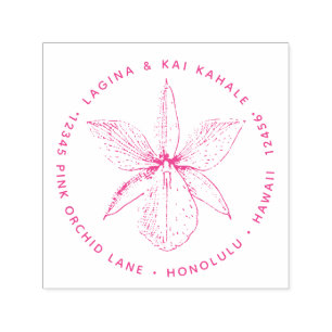 Rosa Orchideen-Blumen-Rücksendeadresse Hawaii Permastempel
