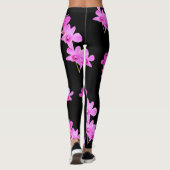 Rosa Orchideen-Blumenyoga-Schwarzes Legging Leggings (Rückseite)