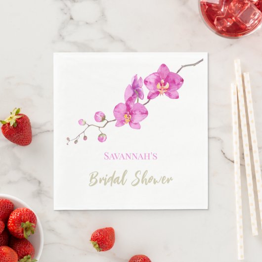 Rosa Orchideen Brautparty Serviette (Beispiel)