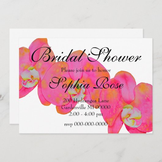 Rosa Orchideen Einladung (Vorne/Hinten)