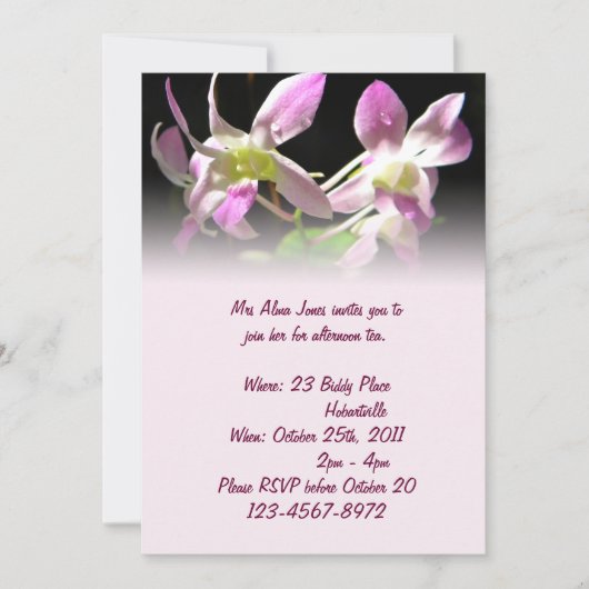 Rosa Orchideen Einladung (Vorderseite)