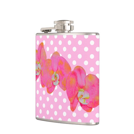 Rosa Orchideen Flachmann (Links)