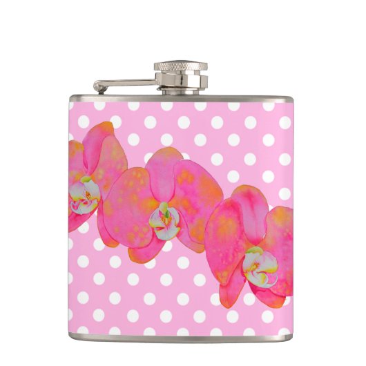 Rosa Orchideen Flachmann (Vorderseite)