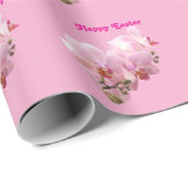 Rosa Orchideen „Frohe Ostern“  Geschenkpapier (Rolleneckpunkt)