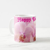 Rosa Orchideen „Frohe Ostern“ Tasse (Vorderseite Links)