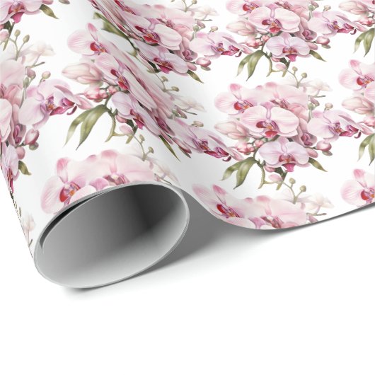 Rosa Orchideen Geschenkpapier (Rolleneckpunkt)
