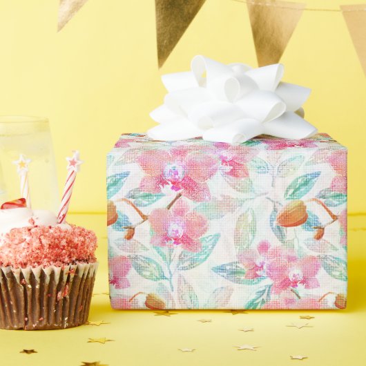 Rosa Orchideen. Geschenkpapier (Geburtstagsparty)