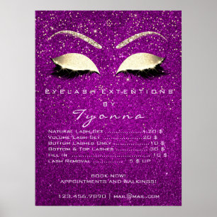 Rosa Orchideen-Goldconfetti-Make-up peitscht Poster