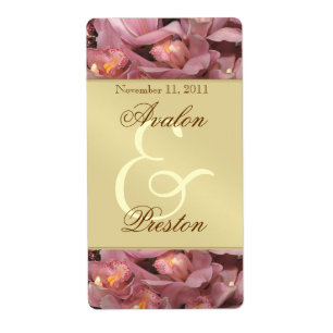 Rosa Orchideen Goldweine Hochzeitslabel