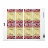 Rosa Orchideen Goldweine Hochzeitslabel (Vorne)