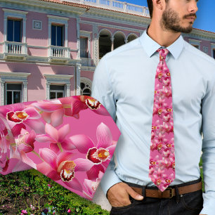 Rosa Orchideen Hochzeitskrawatte für den Bräutigam Krawatte
