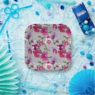 Rosa Orchideen im Blut Pappteller