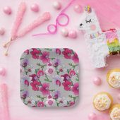 Rosa Orchideen im Blut Pappteller (Party)