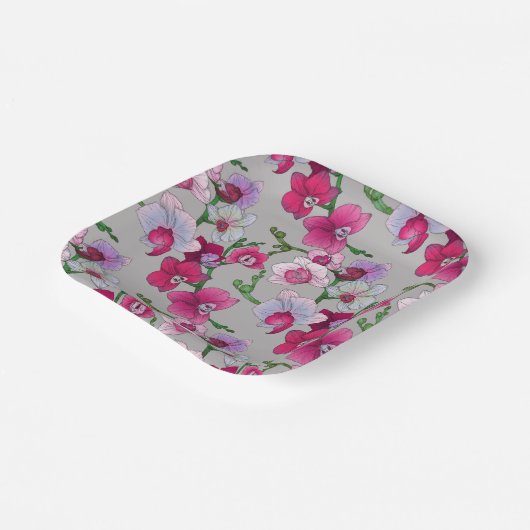 Rosa Orchideen im Blut Pappteller (Gewinkelt)