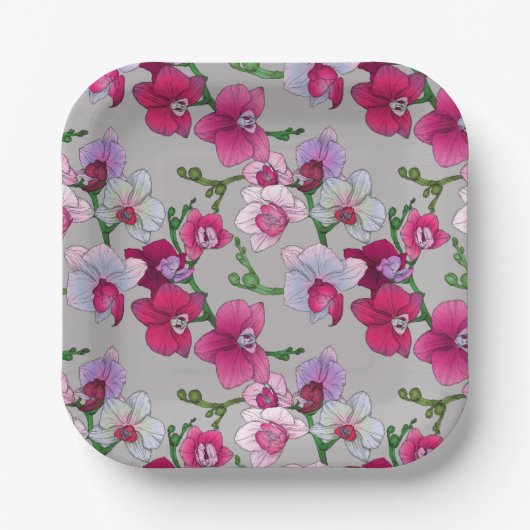 Rosa Orchideen im Blut Pappteller (Vorderseite)