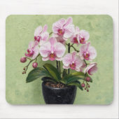 Rosa Orchideen-Impasto-Kunstwerk Mousepad (Vorne)