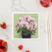 Rosa Orchideen-Impasto-Kunstwerk Serviette (Beispiel)