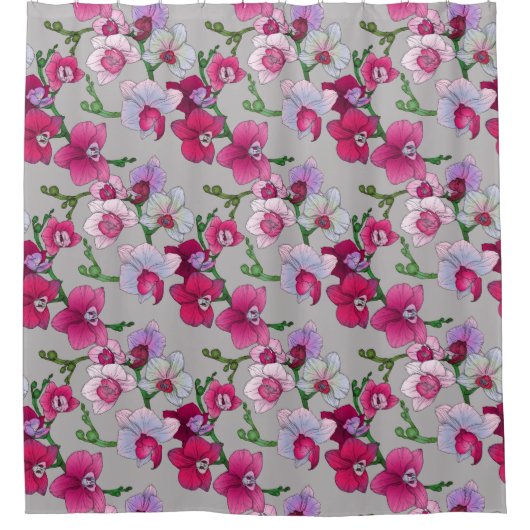 Rosa Orchideen in der Blüte Duschvorhang (Vorderseite)